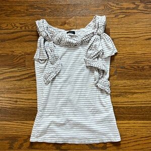Deletta Taupe and Cream Knotted Shoulders Tee